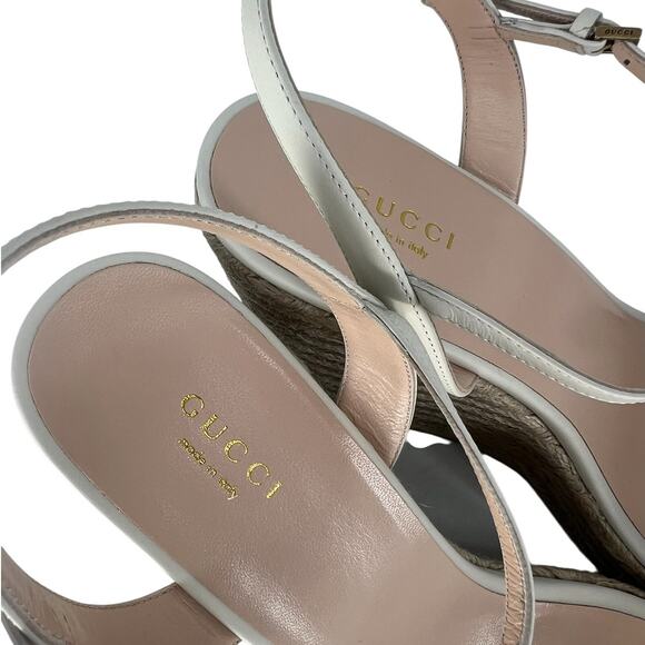 Gucci Aitana Marmont GG Leather Platform Espadrille Wedge Sandals 41 - Picture 14 of 16